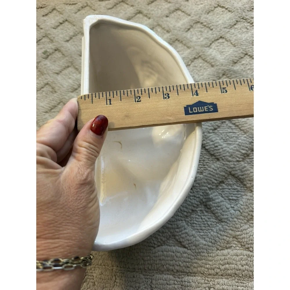 Vintage Off White Wall Pocket Planter With Embossed Grape Pattern